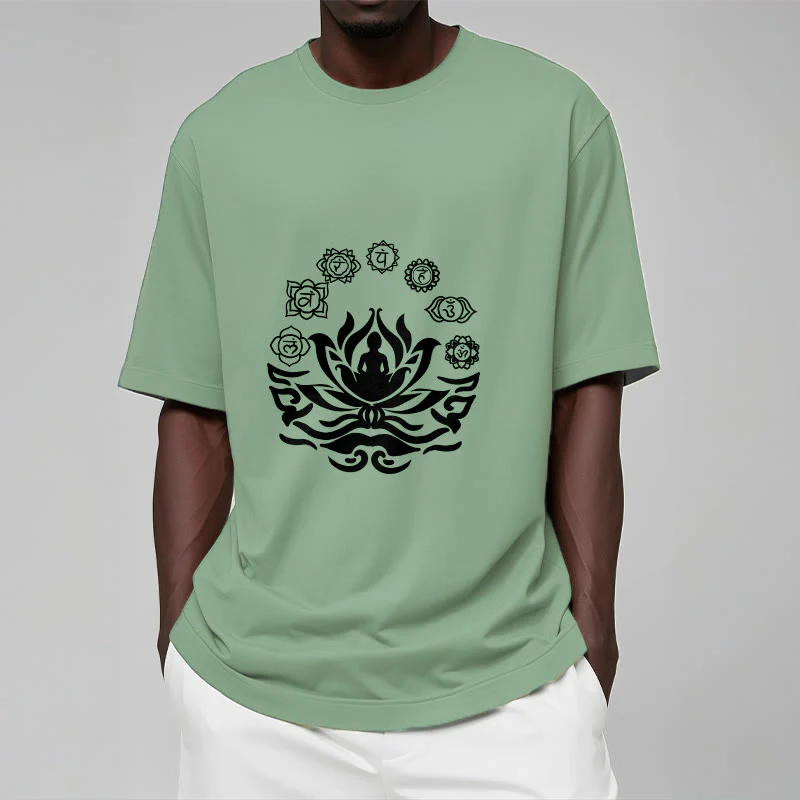 Buddha Stones OM Symbol Sanskrit Mantras Buddha Lotus Flower Design Tee T-shirt
