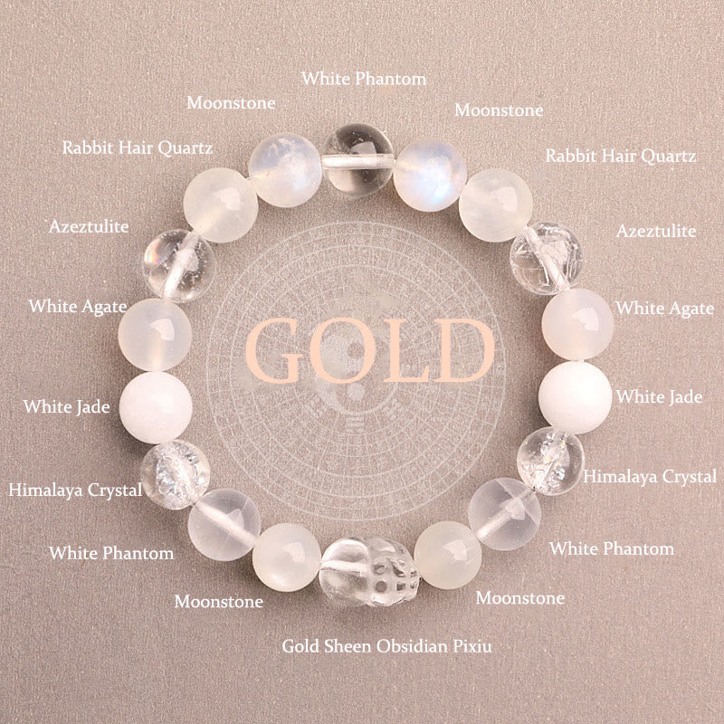 Buddha Stones Five Elements Various Agate Crystal Green Strawberry Quartz Moss Agate Green Phantom Luck Bracelet