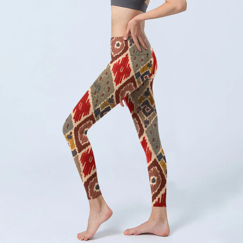 Buddha Stones Plaid Printed Gym Leggings Women's Yoga Pants
