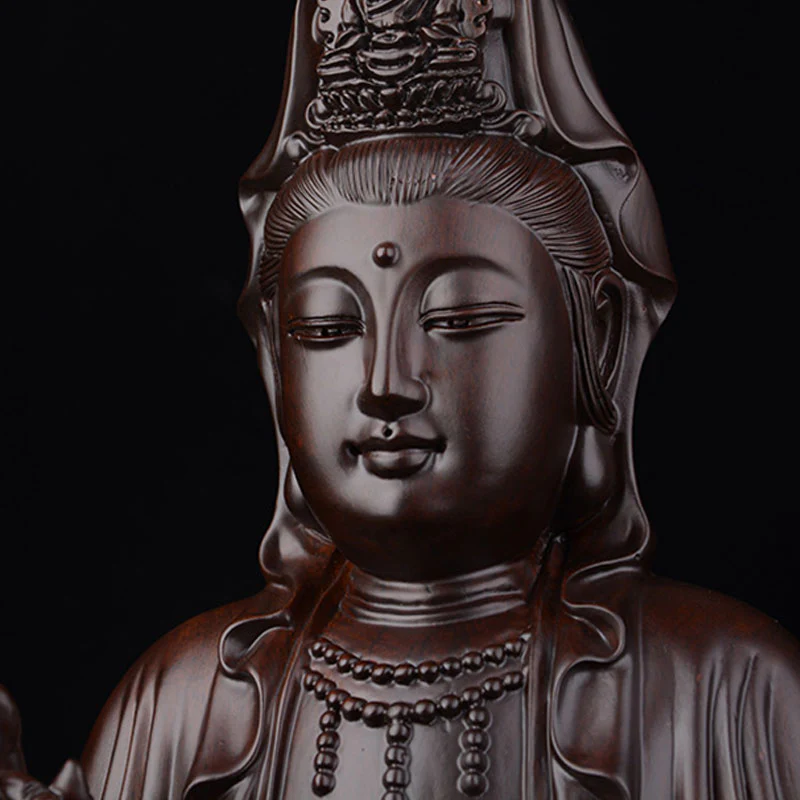 Buddha Stones Avalokitesvara Ebony Lotus Harmony Blessing Home Decoration
