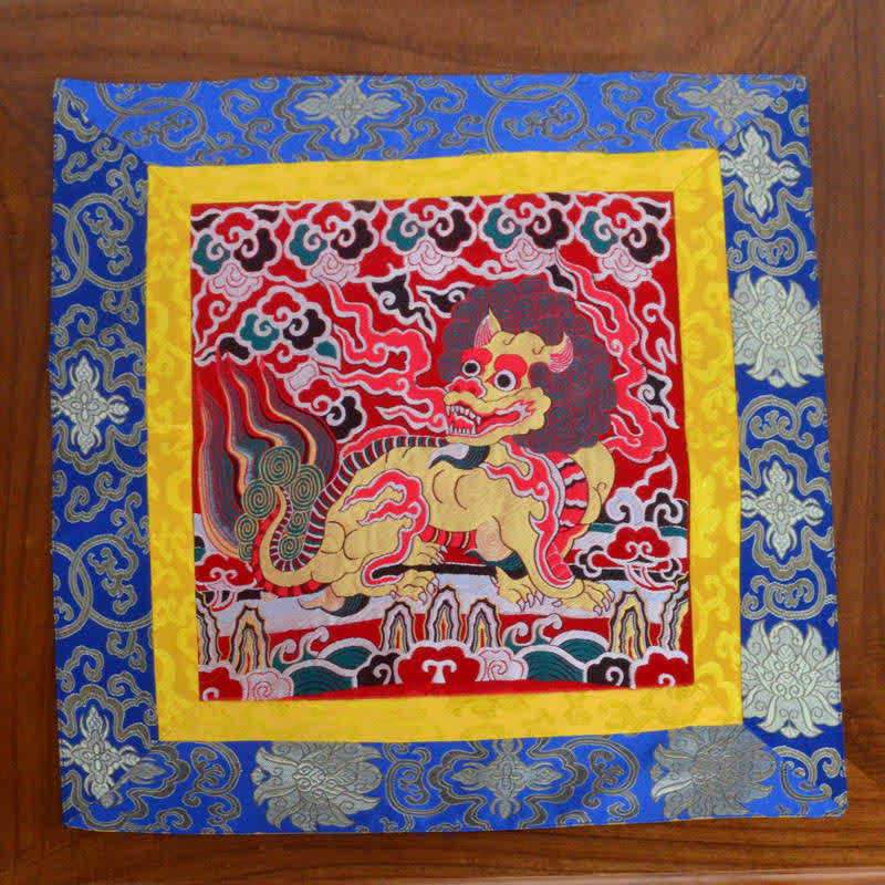 Buddha Stones Fengshui Kirin Prayer Altar Mat Healing Meditation Auspicious Symbol Mat