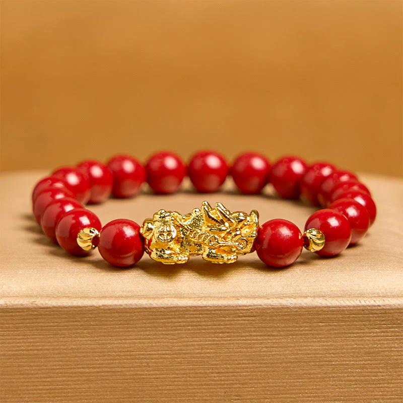Buddha Stones Cinnabar PiXiu Calm Blessing Bracelet