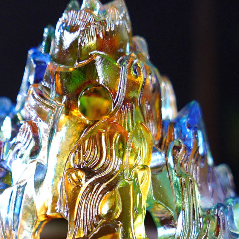 Buddha Stones Liuli Crystal Mountain Healing Meditation Incense Burner