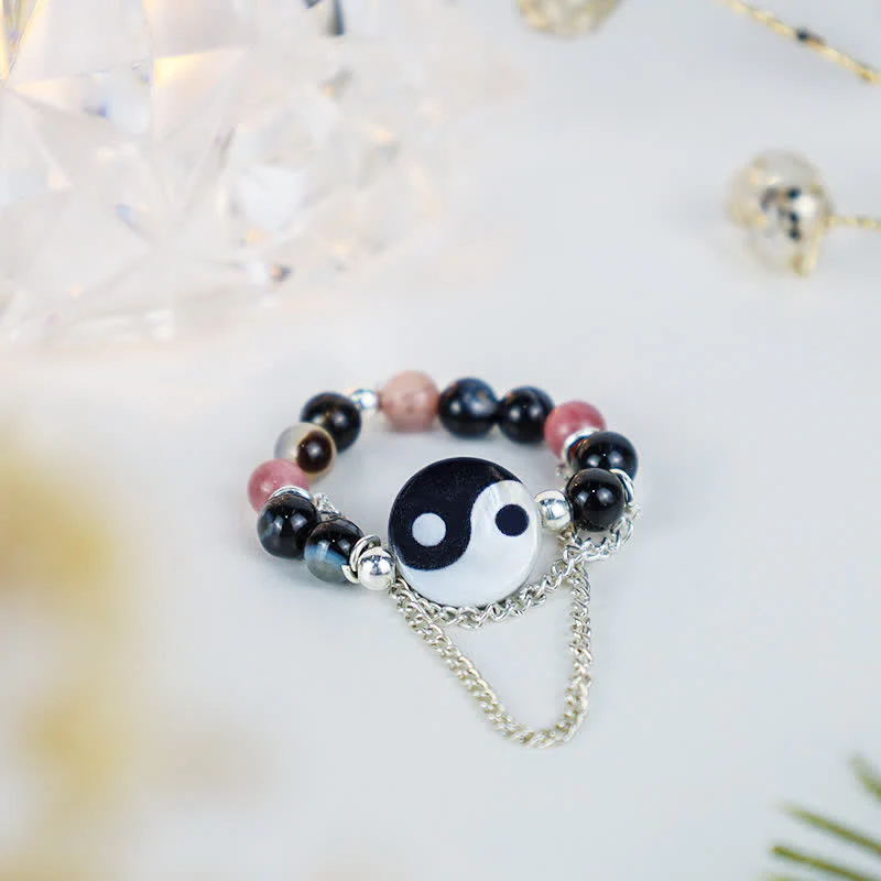 Buddha Stones Yin Yang Symbol Balance Luck Ring