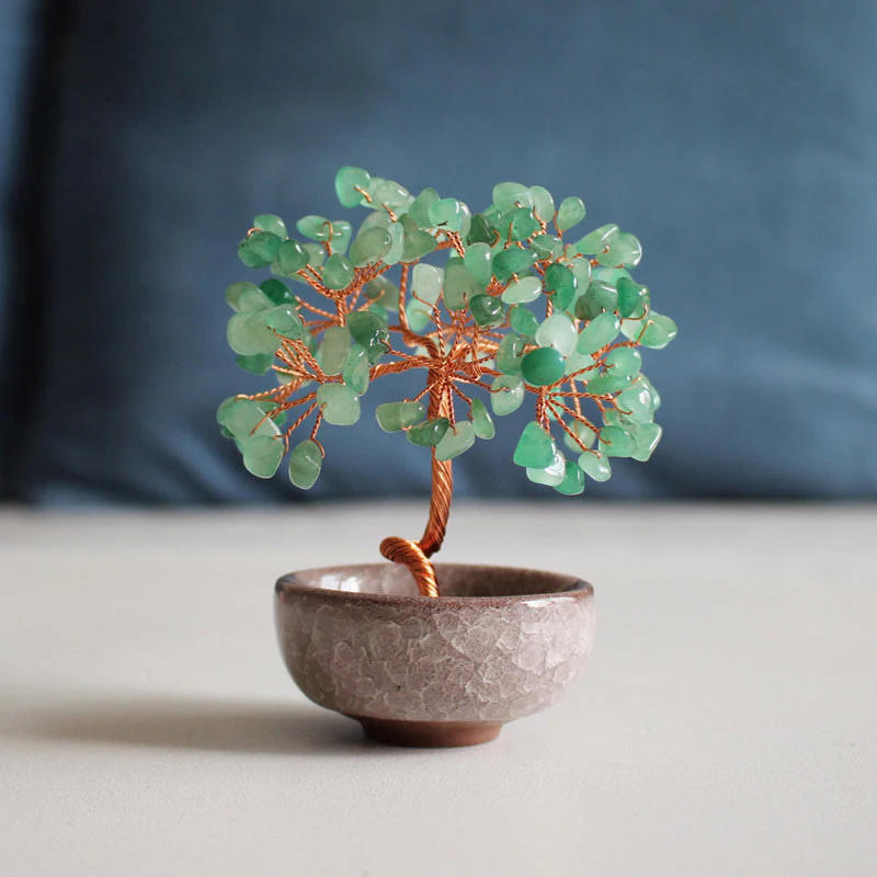 Buddha Stones Various Crystal Citrine Amethyst Green Aventurine Tree Prosperity Home Decoration