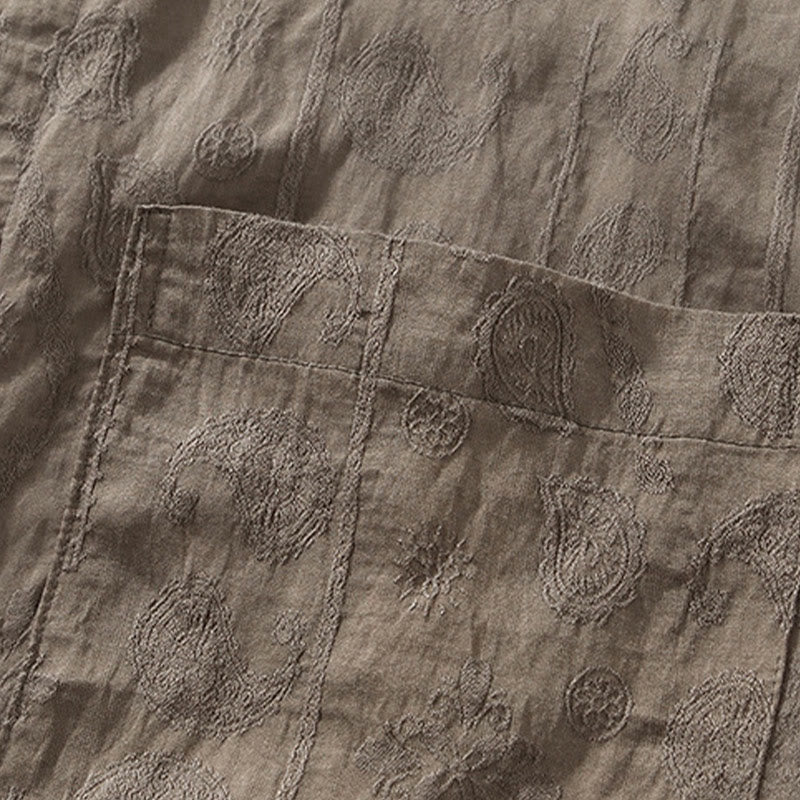 Buddha Stones Commute Plain Buttons Men's Short Sleeve Shirt With Pockets