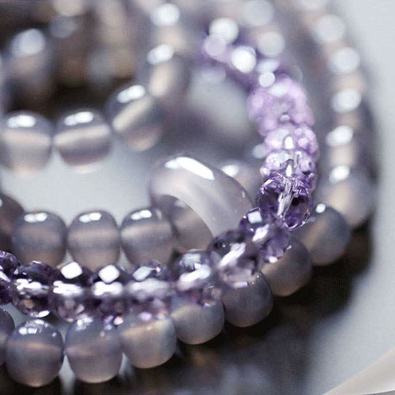 Buddha Stones Natural Amethyst Crystal Meditation Healing Bracelet