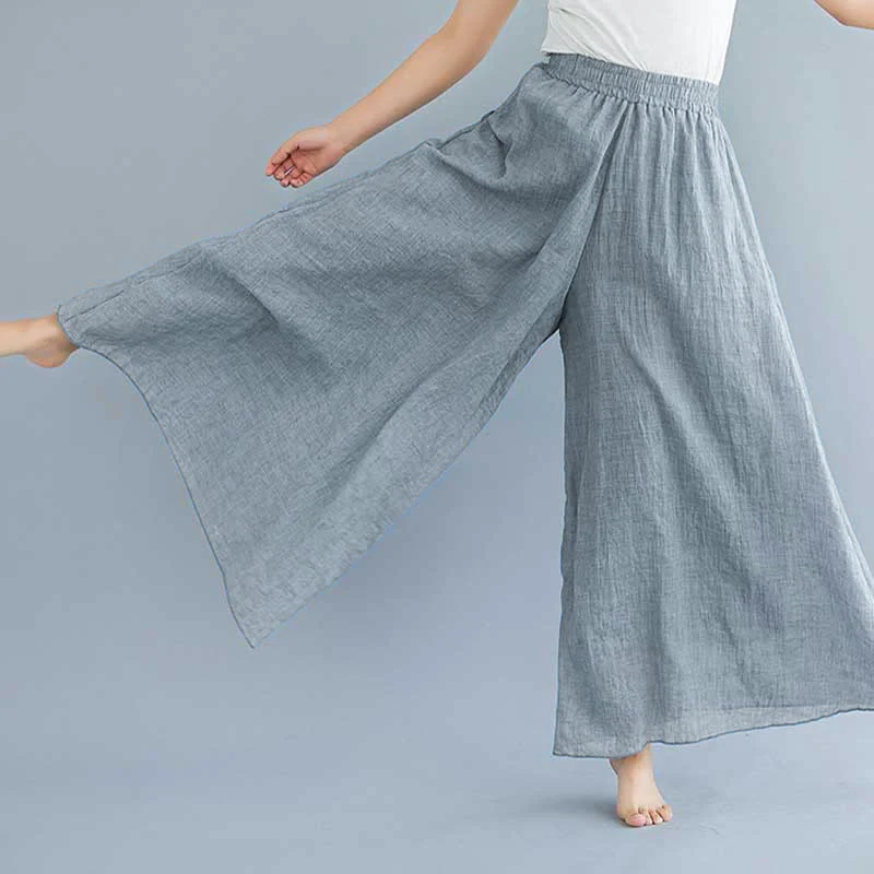 Buddha Stones Women Casual Loose Cotton Linen Wide Leg Pants For Yoga Dance