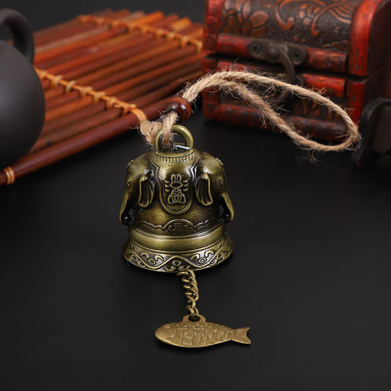 Buddha Stones Feng Shui Buddha Koi Fish Dragon Elephant Wind Chime Bell Luck Wall Hanging Decoration