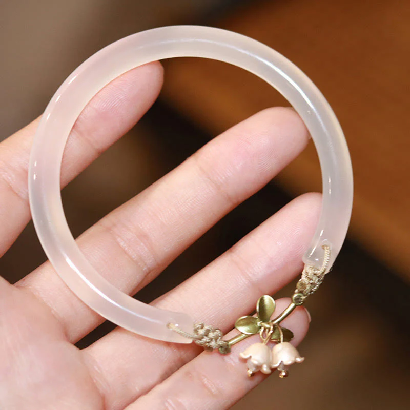 Buddha Stones Lily of the Valley Flower Happiness Strength Bracelet Bangle