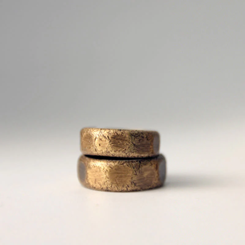 Buddha Stones Tibetan Simple Design Copper Brass Frosted Wealth Ring