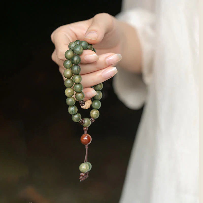 Buddha Stones Green Sandalwood Positive Peace Bracelet