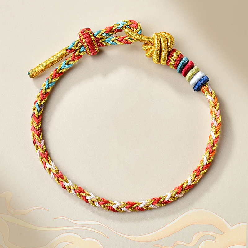 Buddha Stones Handcrafted Colorful Gold Healing Braid Rope Bracelet