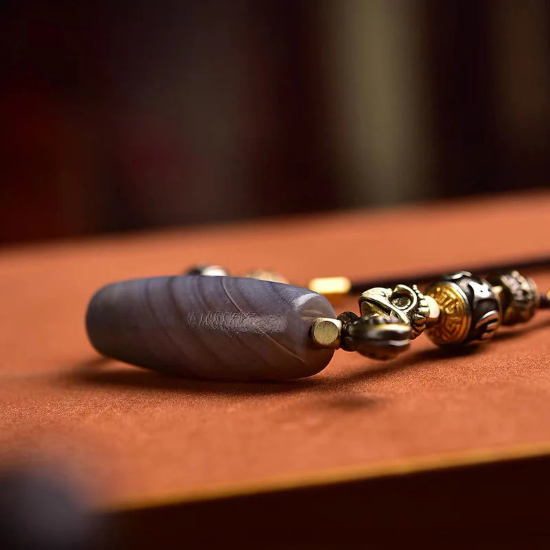 Buddha Stones Tibet Dzi Bead Om Mani Padme Hum Protection Necklace Pendant