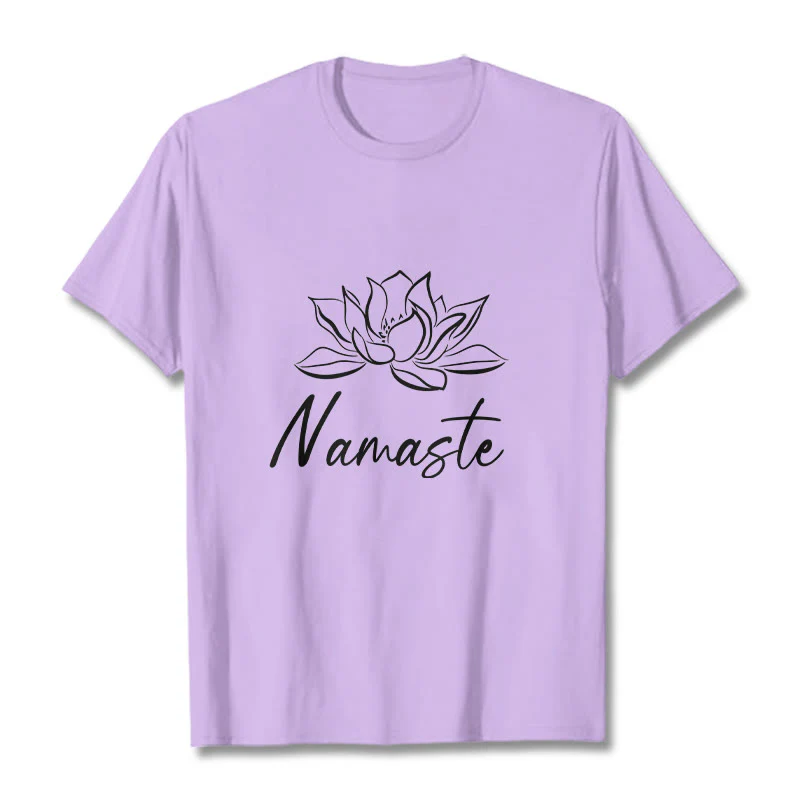 Buddha Stones Simple Lotus Flower Namaste Meditation Cotton Tee T-shirt