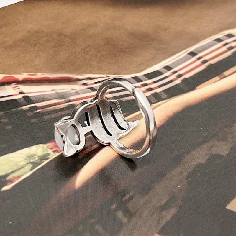 Buddha Stones Copper Fox Head Open Healing Ring