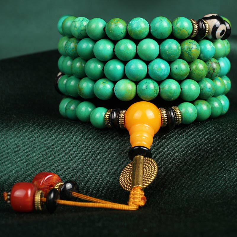 Buddha Stones Tibetan Turquoise Mala Balance Necklace Bracelet