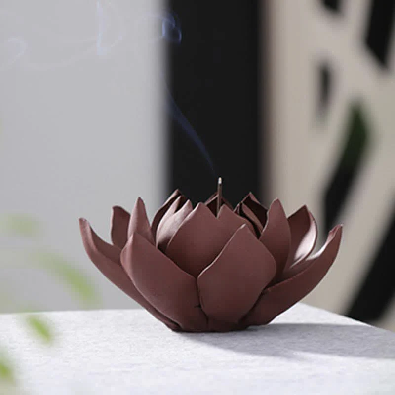 Buddha Stones Tibetan Lotus Positive Peace Incense Burner Decoration