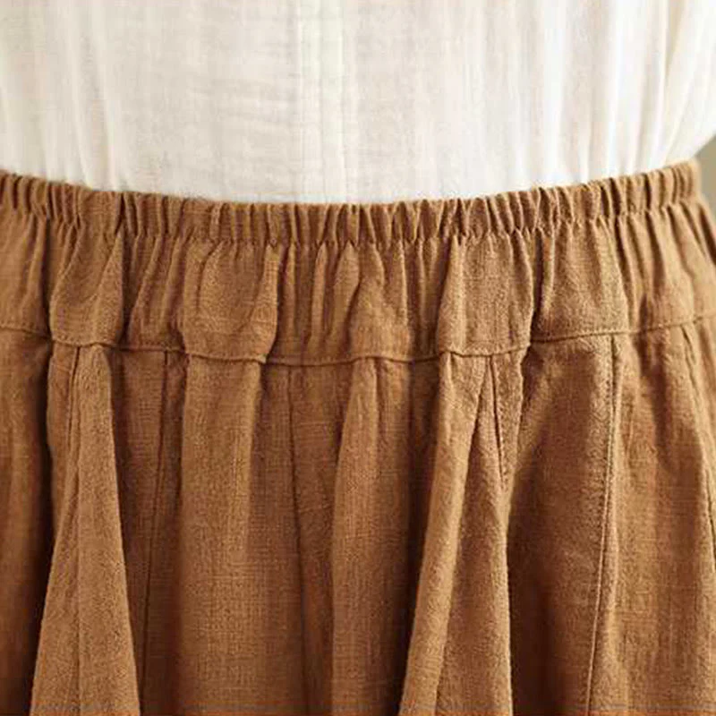 Buddha Stones Spring Casual Simple Design Women's Cotton Linen Harem Pants With Pockets