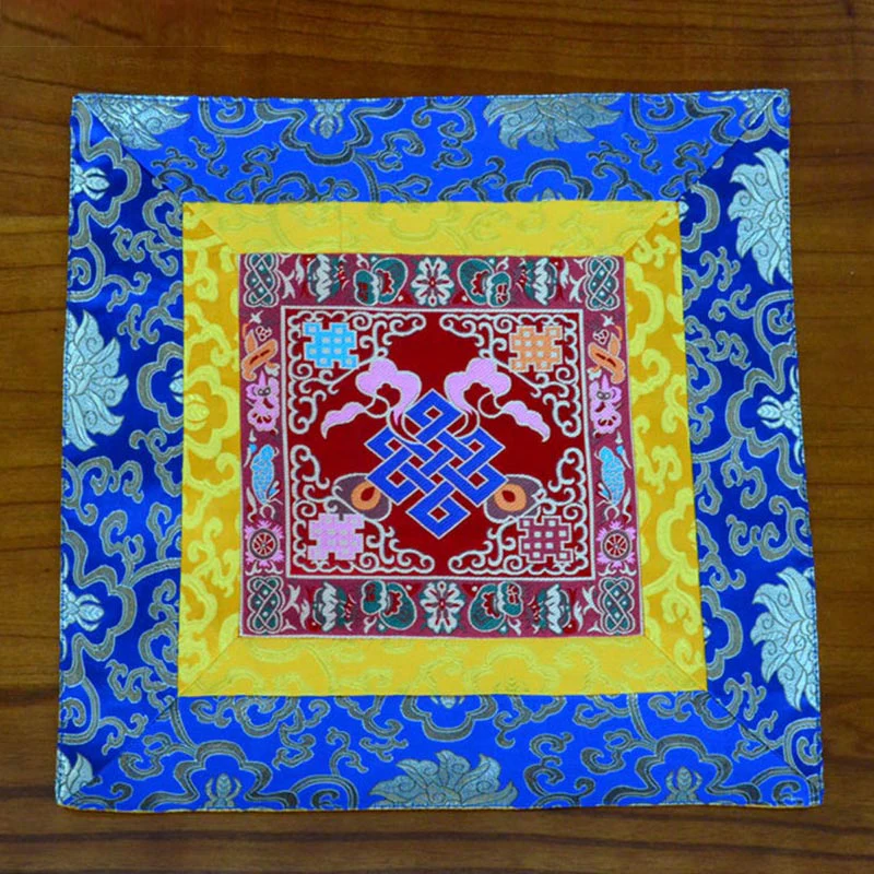 Buddha Stones Prayer Altar Mat Meditation Strength Endless Knot Vajra Man-Bcu Kalachakra Auspicious Symbols