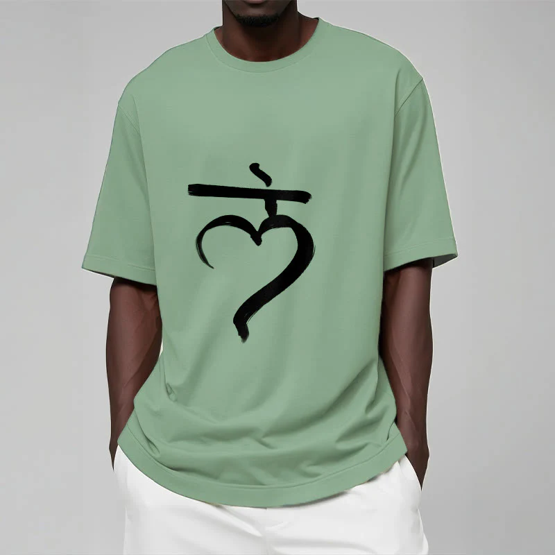 Buddha Stones Casual Lam Mantra Sanskrit Cotton Tee T-shirt