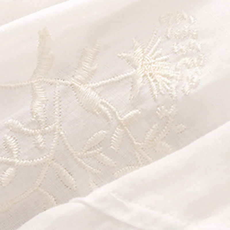 Buddha Stones Embroidered Pattern Women's Cotton Linen Harem Pants With Pockets