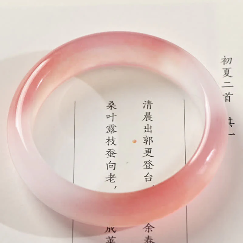 Buddha Stones Pink Golden Silk Jade Wealth Bracelet Bangle