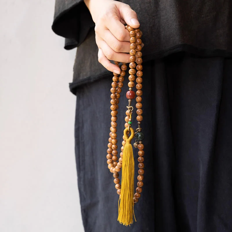 Buddha Stones 108 Mala Beads Bodhi Seed Wisdom Peace Tassel Bracelet