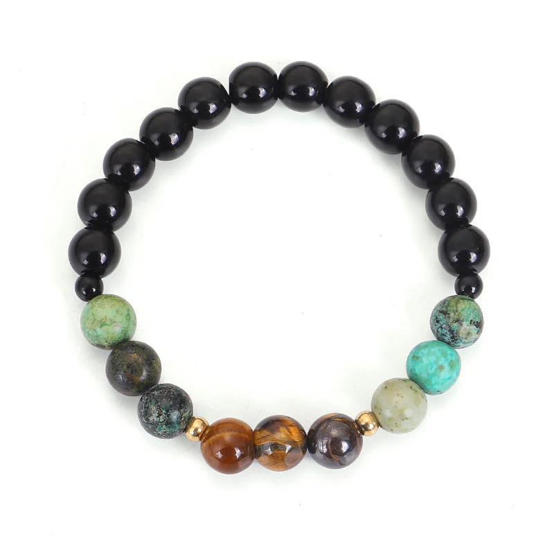 Buddha Stones 108 Mala Beads Natural Stone Tiger Eye Turquoise Protection Strength Bracelet Necklace