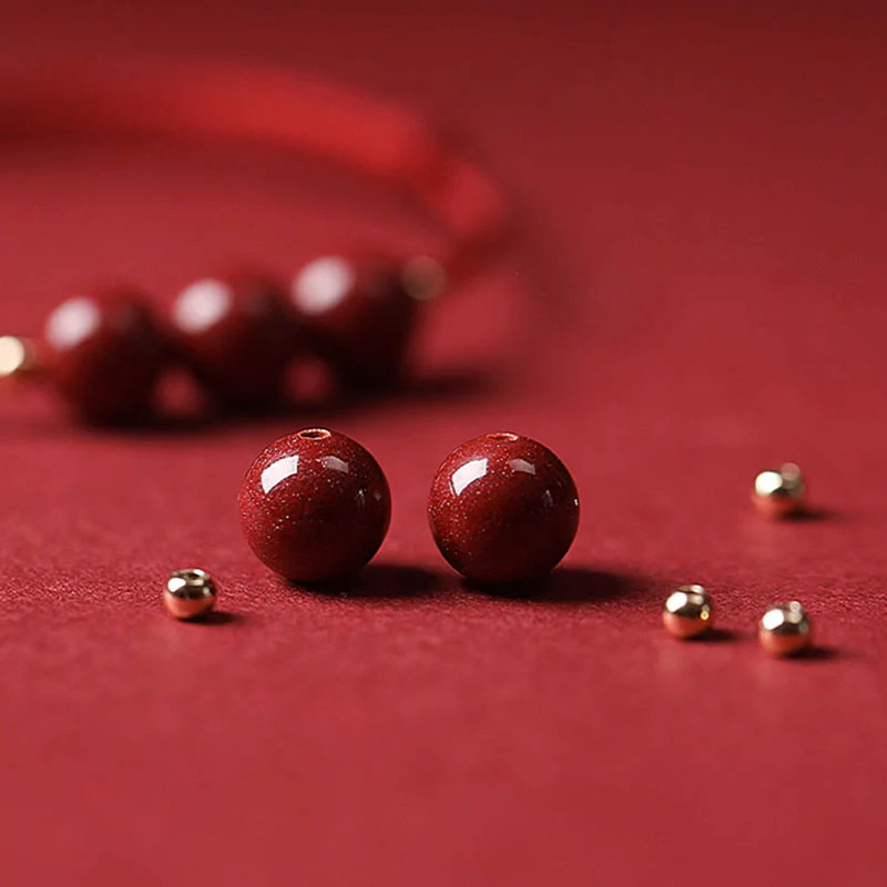 Buddha Stones Natural Lucky Cinnabar Bead Blessing String Bracelet Anklet