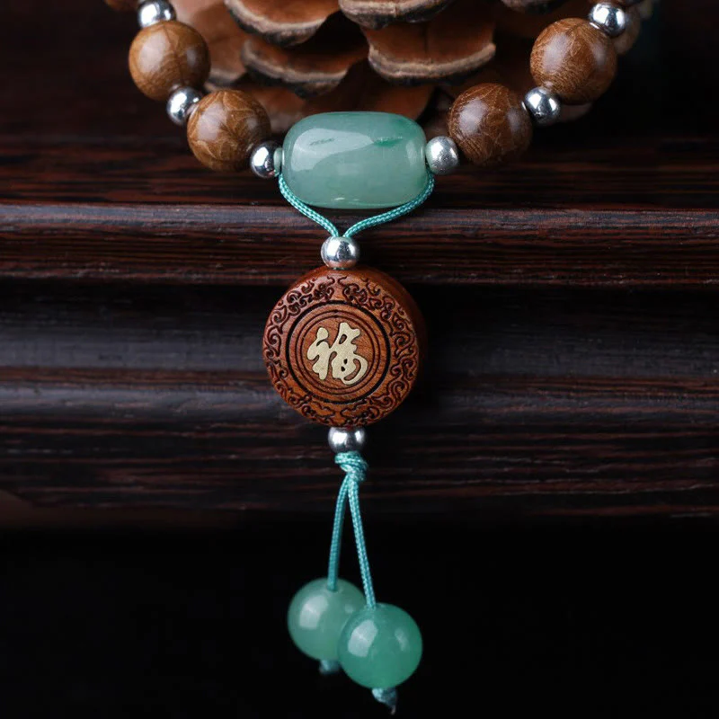 Buddha Stones Abelia Biflora Wood Happiness Protection Bracelet