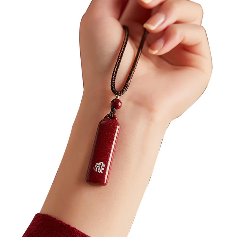 Buddha Stones Chinese Zodiac Natal Buddha Cinnabar Amulet Protection String Necklace Pendant