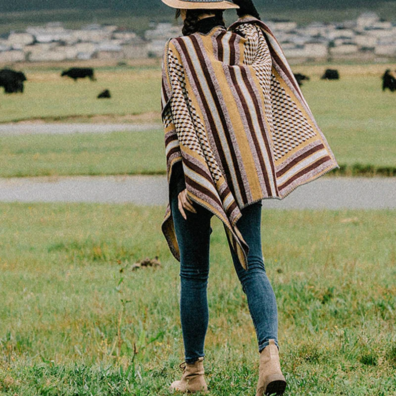 Buddha Stones Tibetan Shawl Classic Pattern Winter Cozy Warm Travel Scarf Wrap