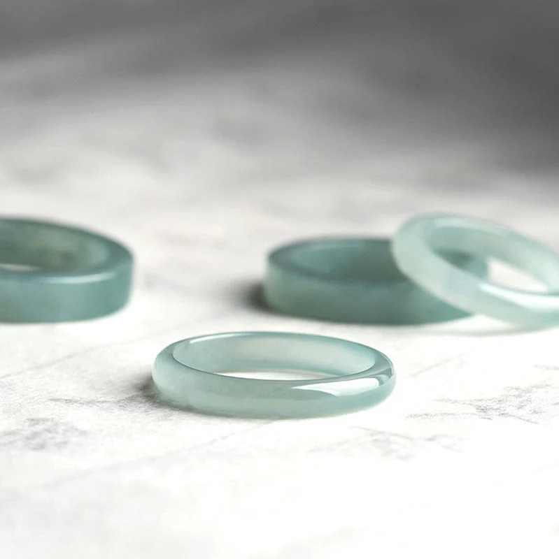 Buddha Stones Natural Jade Prosperity Luck Ring