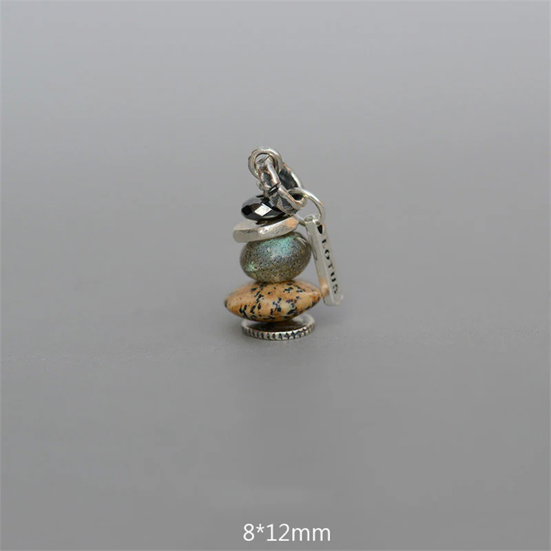 Buddha Stones Zen Cairn Labradorite Various Crystals Calm Pendant Necklace