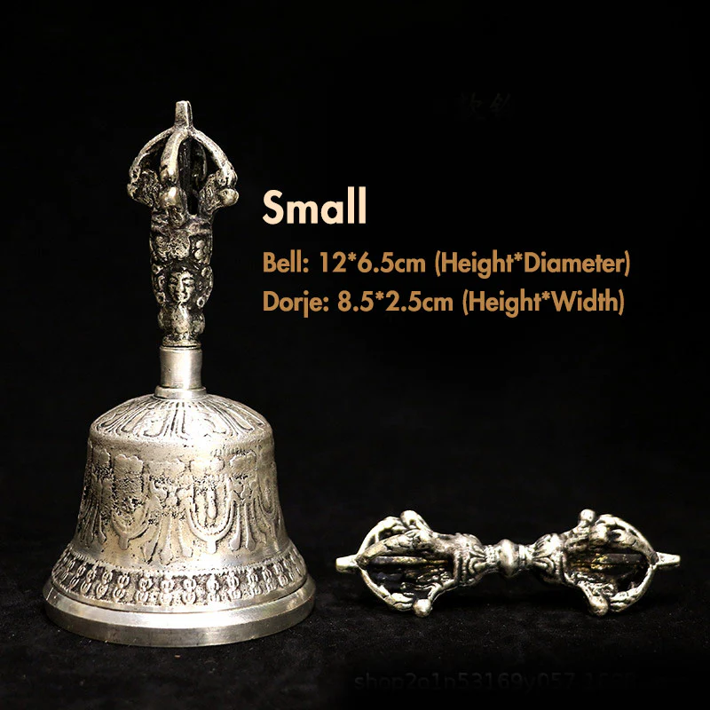 Buddha Stones Tibetan Meditation Bell and Vajra Dorje Copper Decoration Set