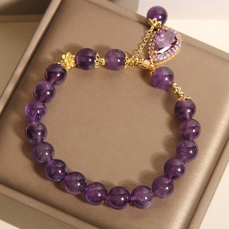 Buddha Stones Natural Amethyst Water Drop Balance Bracelet