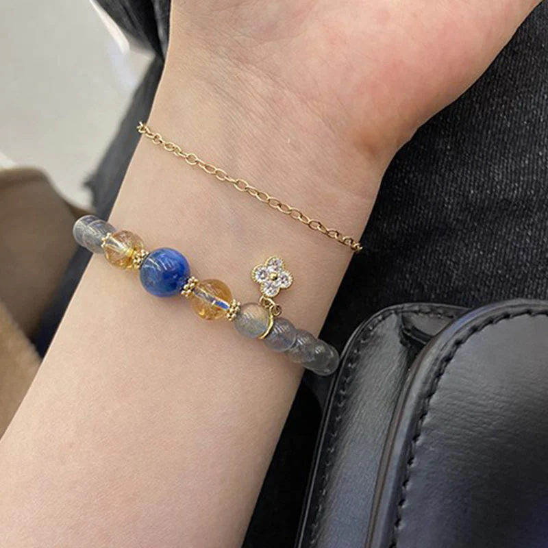 Buddha Stones Natural Moonstone Flower Chram Healing Beads Bracelet