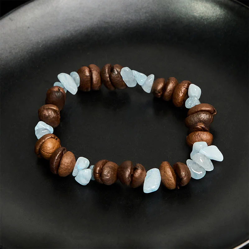 Buddha Stones Handmade Natural Coffee Beans Amethyst Citrine Amazonite Irregular Crystal Bracelet