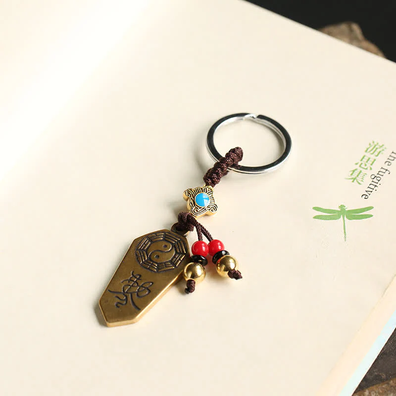 Buddha Stones Feng Shui Bagua Yin Yang Balance Peace Keychain
