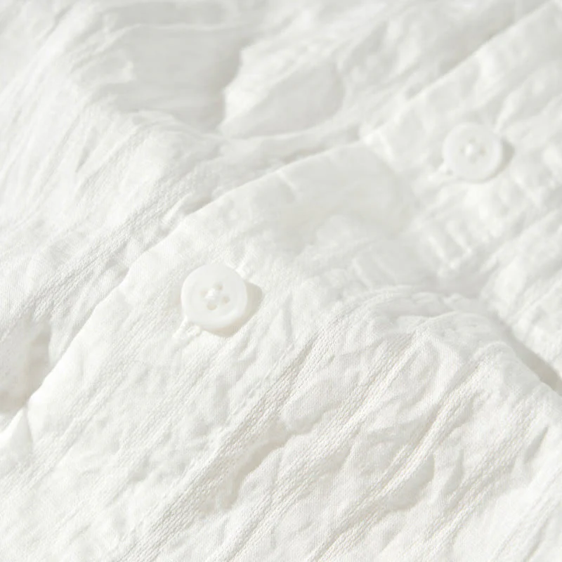 Buddha Stones Summer Solid Breathable Men's Buttons Short Sleeve Tencel Shirt