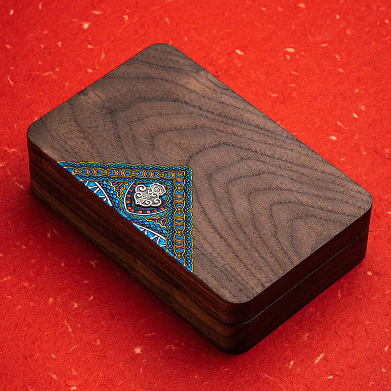 Buddha Stones Vintage Handmade Black Walnut Wood Jewelry Storage Box Wooden Gift Box