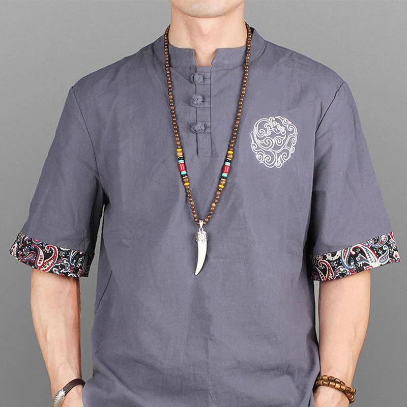 Buddha Stones Wenge Wood Turquoise Stone Horn Style Protection Meditation Necklace Pendant