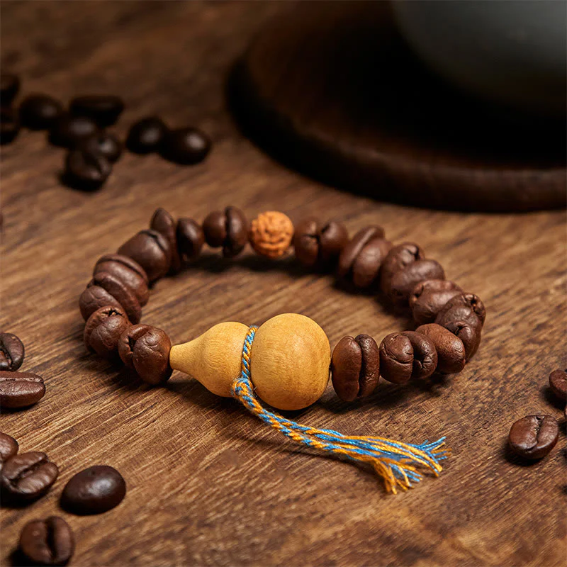 Buddha Stones Natural Gourd Coffee Beans Bracelet