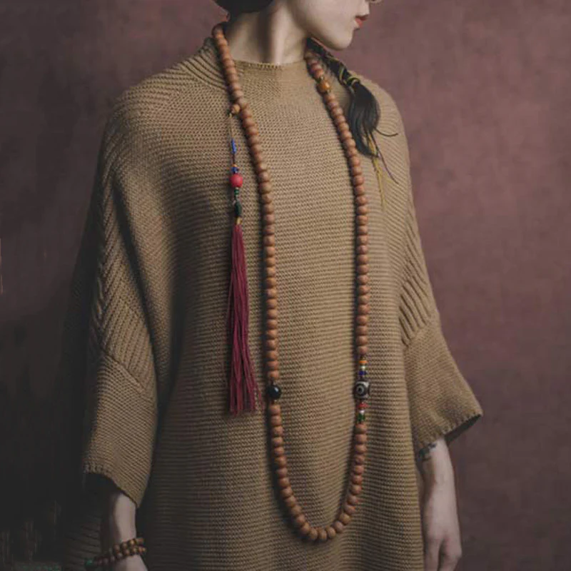 Buddha Stones 108 Mala Beads Bodhi Seed Dzi Bead Peace Tassel Bracelet