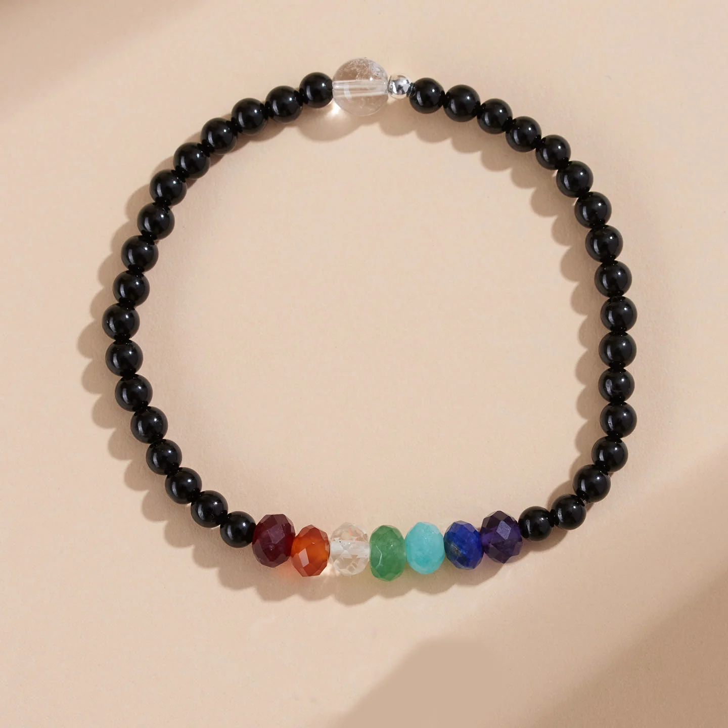Buddha Stones Ultra-fine 4mm Black Tourmaline Colorful Stone Bracelet