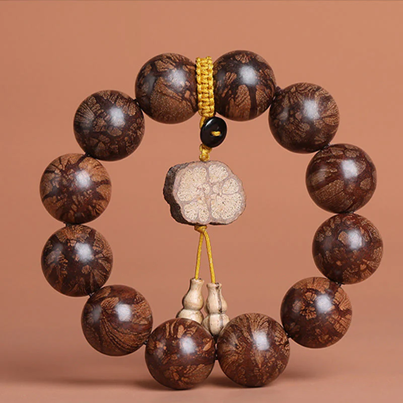 Buddha Stones Plum Blossom Wood Inner Peace Bracelet