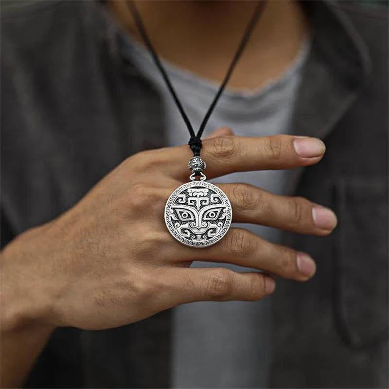 Buddha Stones Lucky FengShui Mythological Creature Taotie Wealth Necklace Pendant