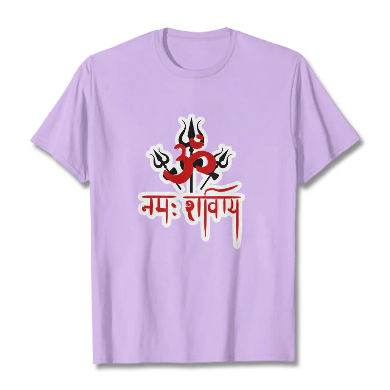 Buddha Stones OM NAMAH SHIVAYA Three Tridents Cotton Tee T-shirt