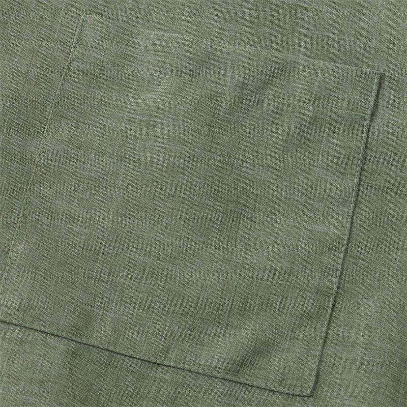 Buddha Stones Summer Men's Button Plain Short Sleeve Cotton Shirt With Pocket